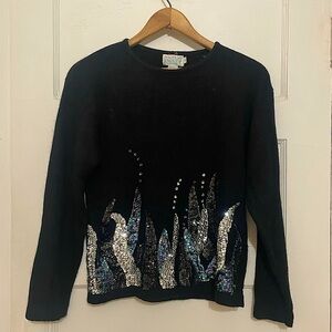 Vintage 80s Black & Sequin Sweater